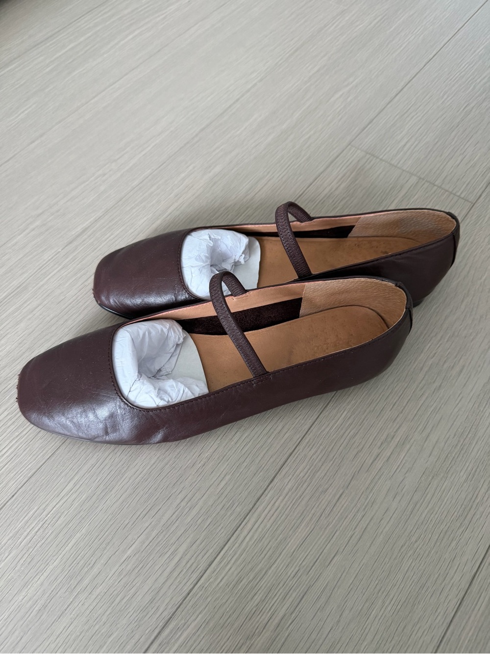 Madewell Dark Brown Leather Mary Jane Flats